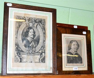 Lot 1192 - Three black and white portraits of gentleman and two botanical prints (5)