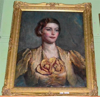 Lot 1213 - British School (20th century) portrait of a lady, half length, oil on canvas