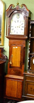 Lot 1214 - A 19th century string inlaid longcase clock with painted arch dial