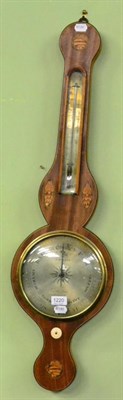 Lot 1220 - An inlaid barometer with a silvered dial