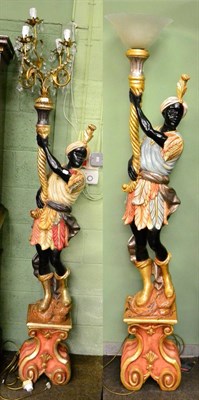 Lot 1223 - A pair of large blackamoor standard lamps