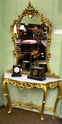 Lot 1225 - A French gilt console table and mirror