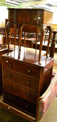 Lot 1235 - A reproduction side table with single drawer and a four height walnut veneered chest of drawers