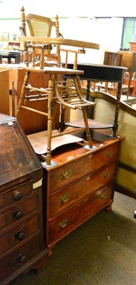 Lot 1237 - A three height chest of drawers a child's high chair and a corner table