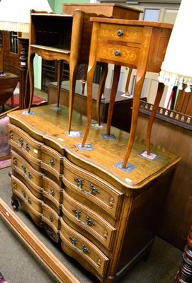 Lot 1242 - A 19th century French oak three height chest of drawers with shaped front together with two...