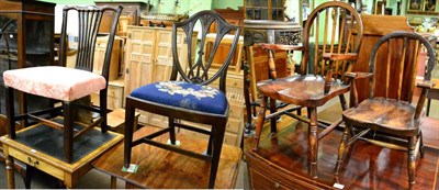 Lot 1251 - A child's Windsor type armchair with another smaller similar example; and a George III dining chair