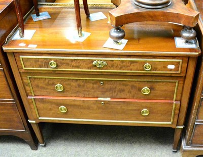Lot 1264 - A French style gilt metal mounted three height chest of drawers with gallery top