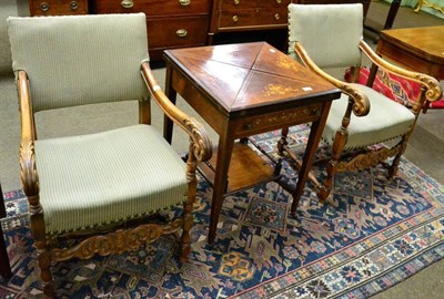 Lot 1270 - A pair of carved oak armchairs