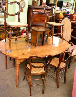 Lot 1276 - A set of six simulated rosewood dining chairs with cane seats