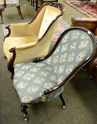 Lot 1286 - Two Victorian mahogany show frame nursing chairs