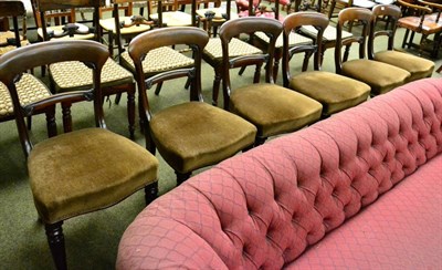 Lot 1299 - A set of six Victorian mahogany dining chairs with turned front supports