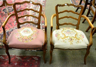Lot 1308 - A pair of 1920/30's armchairs with needlework seats