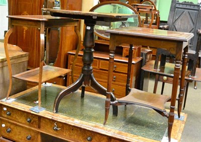 Lot 1315 - A rectangular tilt top top wine table and two inlaid side tables