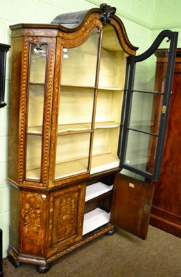 Lot 1345 - An 18th century Dutch walnut and floral marquetry cabinet, with glazed top and panelled base,...