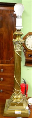 Lot 1350 - A brass Corinthian column table lamp