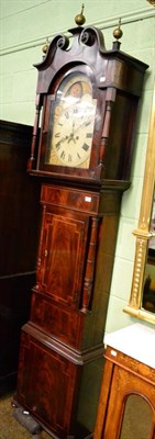 Lot 1360 - A 19th century mahogany longcase clock with painted moon dial, (two weights, pendulum and case key)