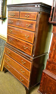 Lot 1361 - A crossbanded and string inlaid mahogany chest on chest raised on bracket feet