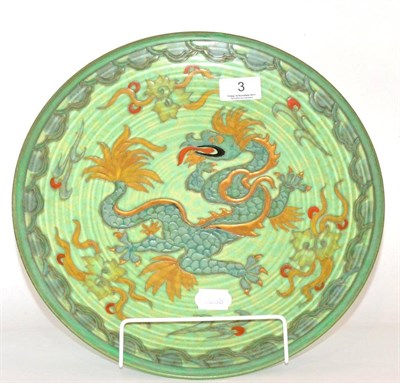 Lot 3 - A Charlotte Rhead for Crown Ducal ";Manchu"; pattern plate with green ground