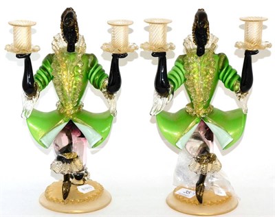 Lot 35 - A pair of Murano glass figural candelabra, slight damage (2)