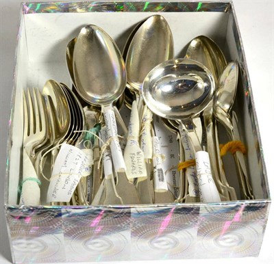 Lot 96 - A collection of mainly Georgian silver cutlery including Hester Bateman picture back tablespoon