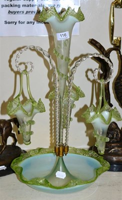 Lot 116 - Victorian green glass epergne