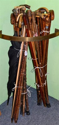 Lot 133 - A quantity of walking sticks and three parasols