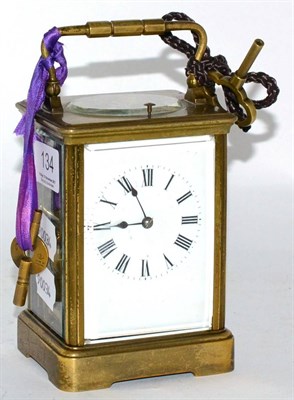 Lot 134 - A brass striking and repeating carriage clock