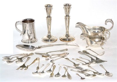 Lot 148 - A pair of loaded silver candlesticks and a quantity of silver plate