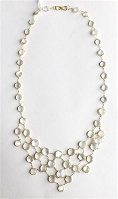 Lot 198 - A moonstone fringe necklace, stamped '585'