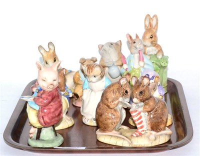 Lot 206 - Beswick Beatrix Potter Royal Albert figures including 'The Christmas Stocking' and 'Pigling...