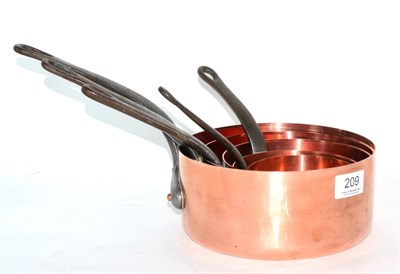 Lot 209 - Set of five copper pans