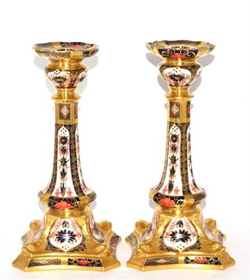 Lot 227 - A pair or Royal Crown Derby Imari candlesticks