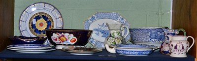 Lot 262 - A collection of 19th/20th century ceramics including Davenport stone china jug, large English...