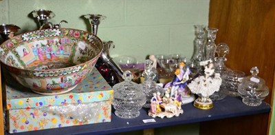 Lot 267 - A child's teaset; a 20th century Canton famille rose bowl; cut glass dressing table set;...