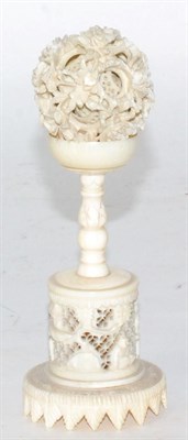 Lot 275 - Early 20th century Chinese ivory puzzle ball and stand