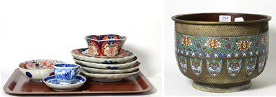 Lot 294 - A Chinese cloisonne jardiniere (a.f.), a quantity of Japanese Imari wares etc