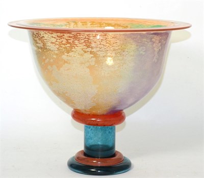 Lot 299 - A glass pedestal centre bowl, base signed Kjell Engman, no. 59147