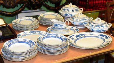 Lot 383 - Wilton ware part dinner service, blue and white transfer printed with dragons