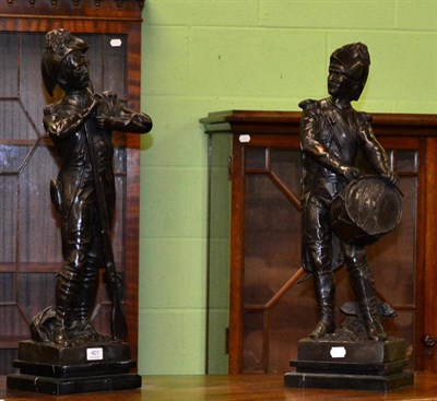 Lot 401 - Pair of reproduction bronzed figures of 'Before the Combat' and 'After the Combat'