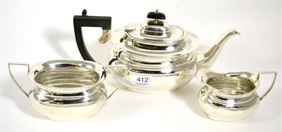 Lot 412 - Silver three piece tea service Birmingham hallmark