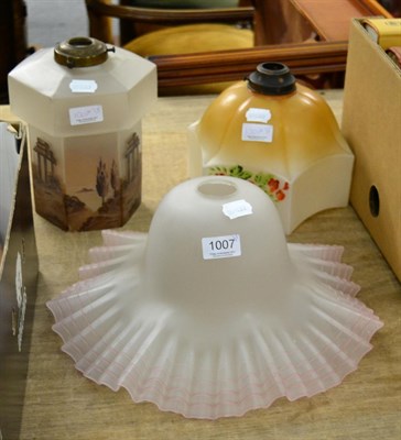 Lot 1007 - Three early 20th century glass lampshades