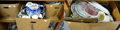 Lot 1025 - Three boxes of 19th century and later ceramics including wash jugs and bowls, etc