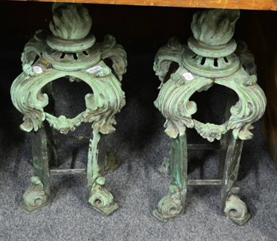 Lot 1045 - A pair of modern bronze lanterns in a classical taste