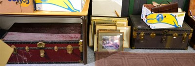 Lot 1051 - A trunk, engravings, books etc&nbsp