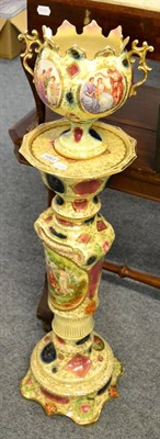 Lot 1063 - A jardiniere and three pieces of Devon ware