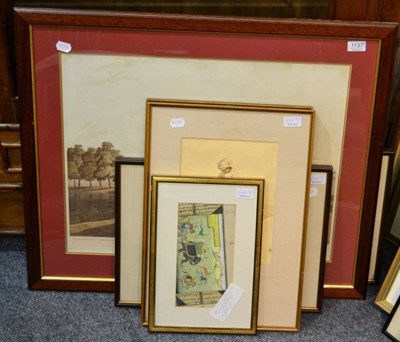 Lot 1137 - An Indian watercolour, together with eight 19th century coloured engravings relating to India