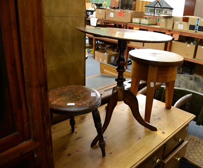 Lot 1145 - A tripod table, two stools and two chairs