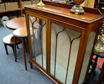 Lot 1158 - A mahogany vitrine and two occasional tables