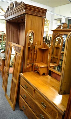 Lot 1161 - A three piece bedroom suite comprising wardrobe; dressing chest; and another with marble top