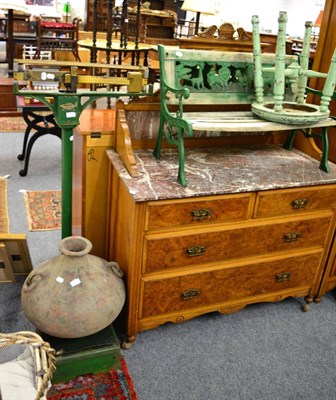 Lot 1162 - C W Brecknell ";Sensitive"; scales, childs bench, vase and stool (4)